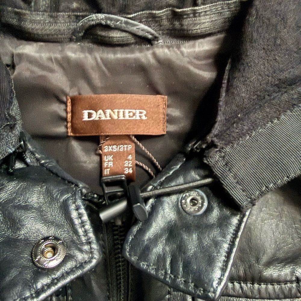 Danier Black Leather Jacket with Hood - Picture 7 of 8